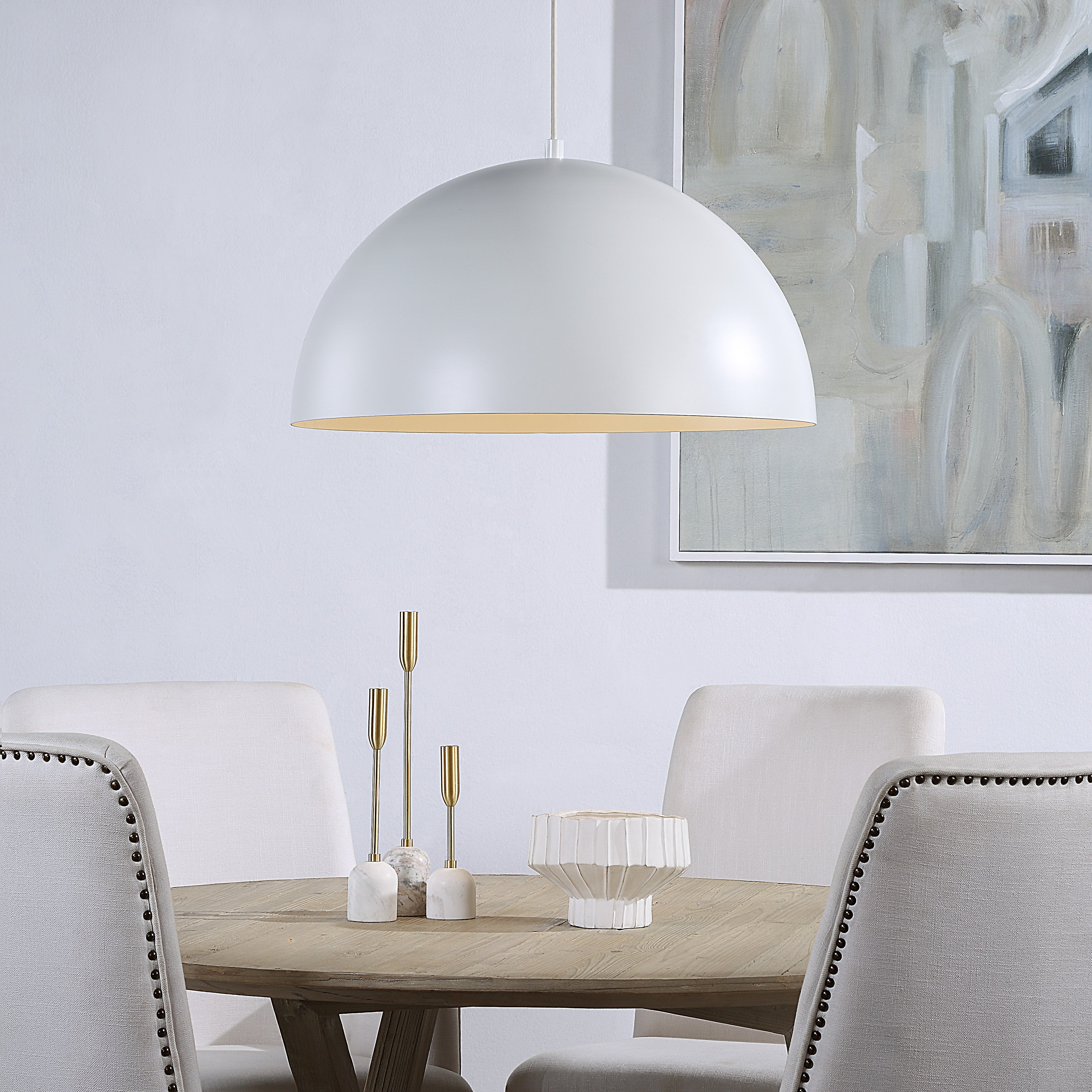 Ozona 27.5" 1-Light Chandelier Matte Off-White-Ceiling Fixture-DECOROLALA