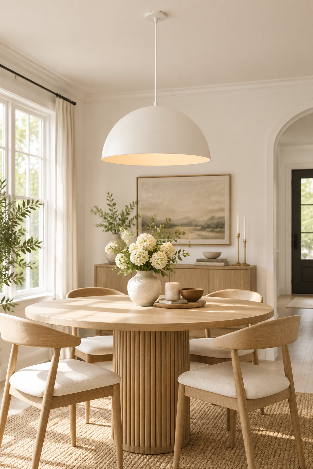 Ozona 27.5" 1-Light Chandelier Matte Off-White-Ceiling Light Fixtures-DECOROLALA