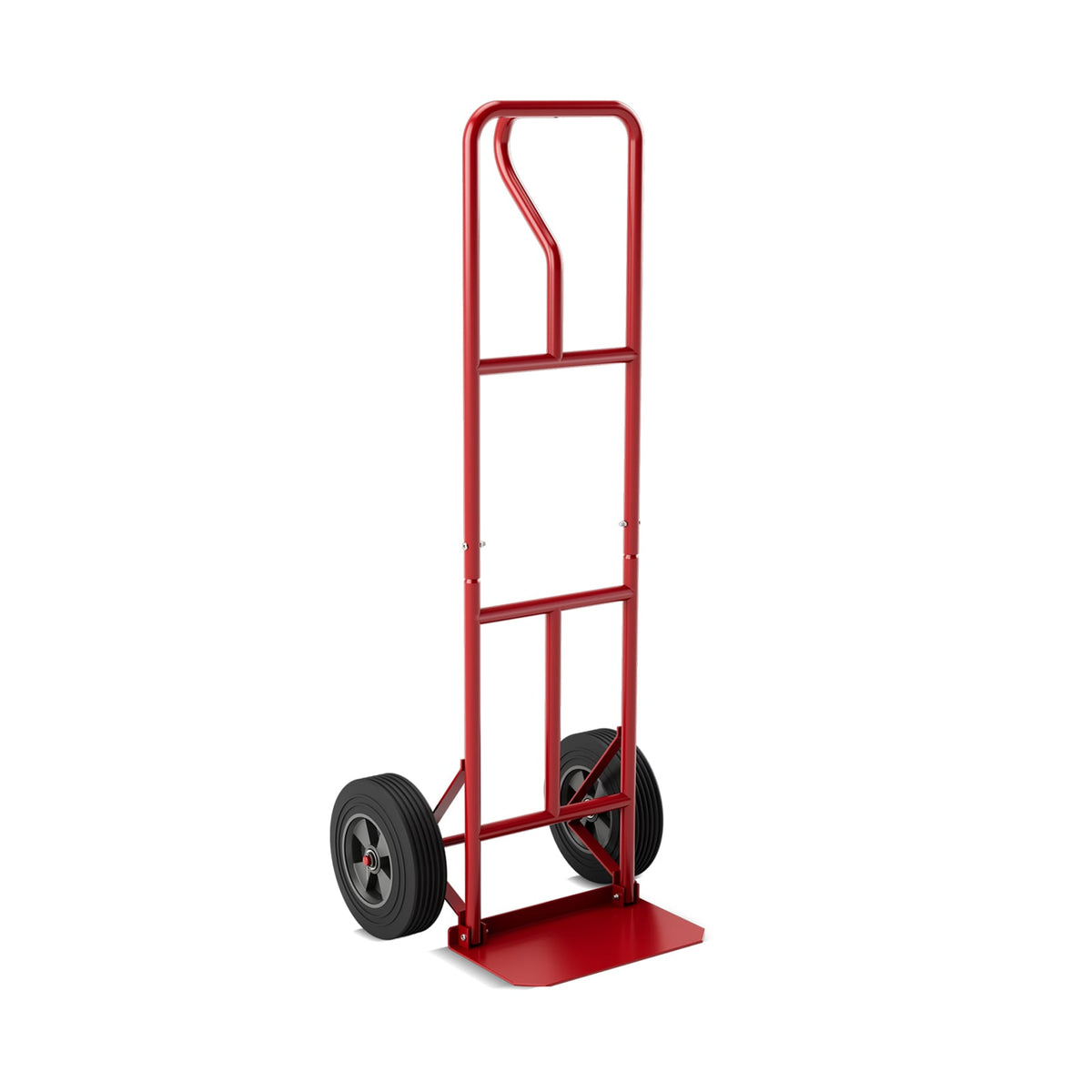 P-Handle Hand Truck with Foldable Load Plate for Warehouse Garage-Red-Garages-DECOROLALA