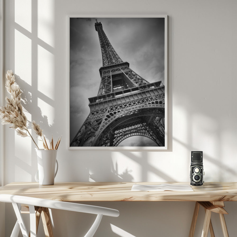 PARIS Eiffel Tower Black & White Canvas Art-Canvas Print-DECOROLALA