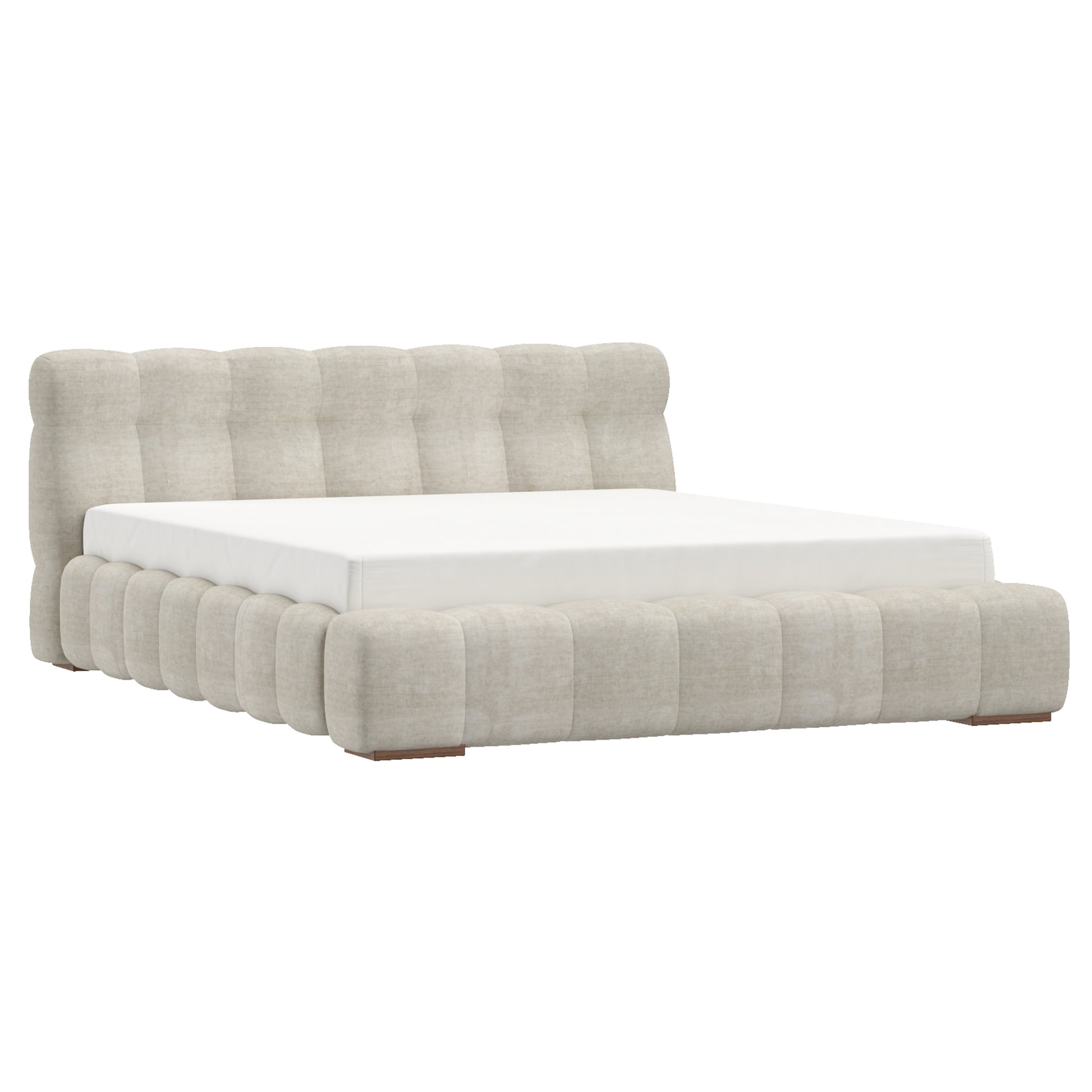 PASHA-78" PLATFORM BED-BEIGE PEARL-Bed frame-DECOROLALA