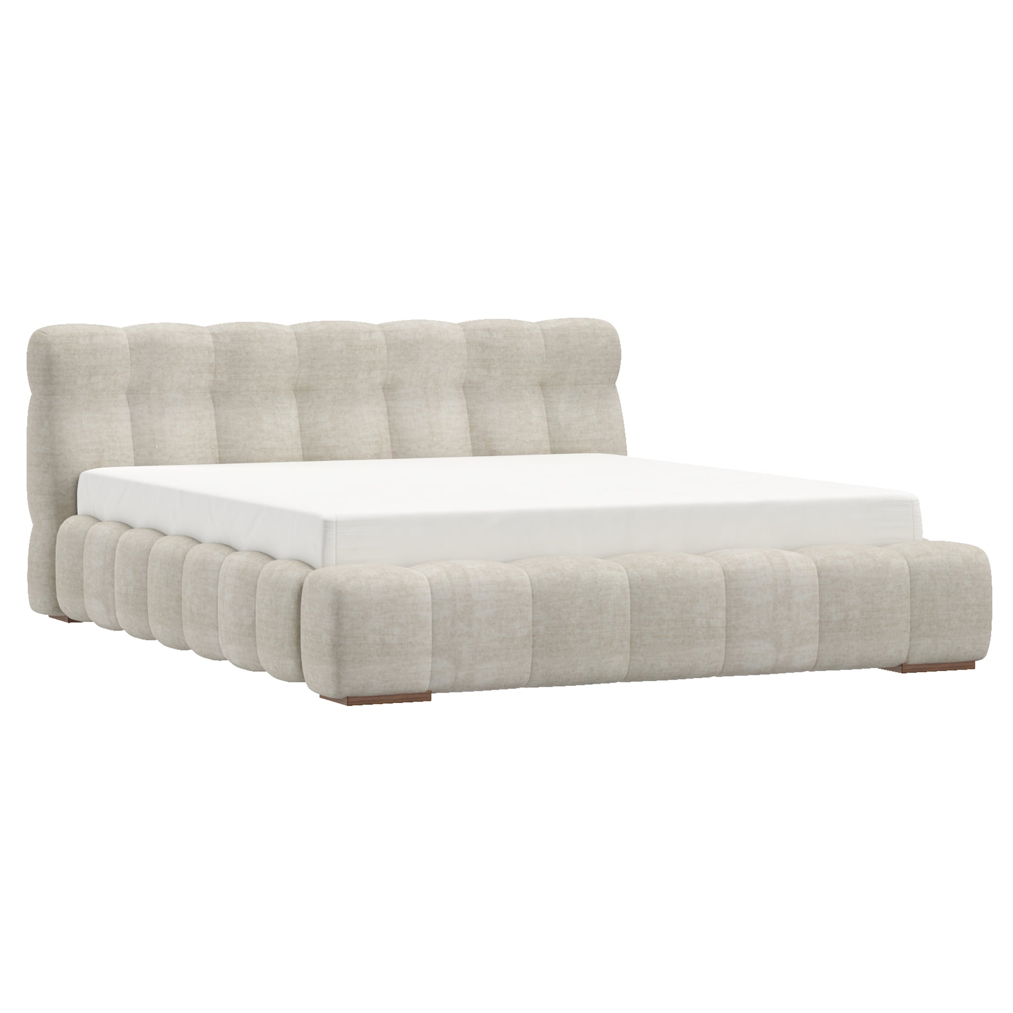 PASHA-78" PLATFORM BED-BEIGE PEARL-Bed frame-DECOROLALA