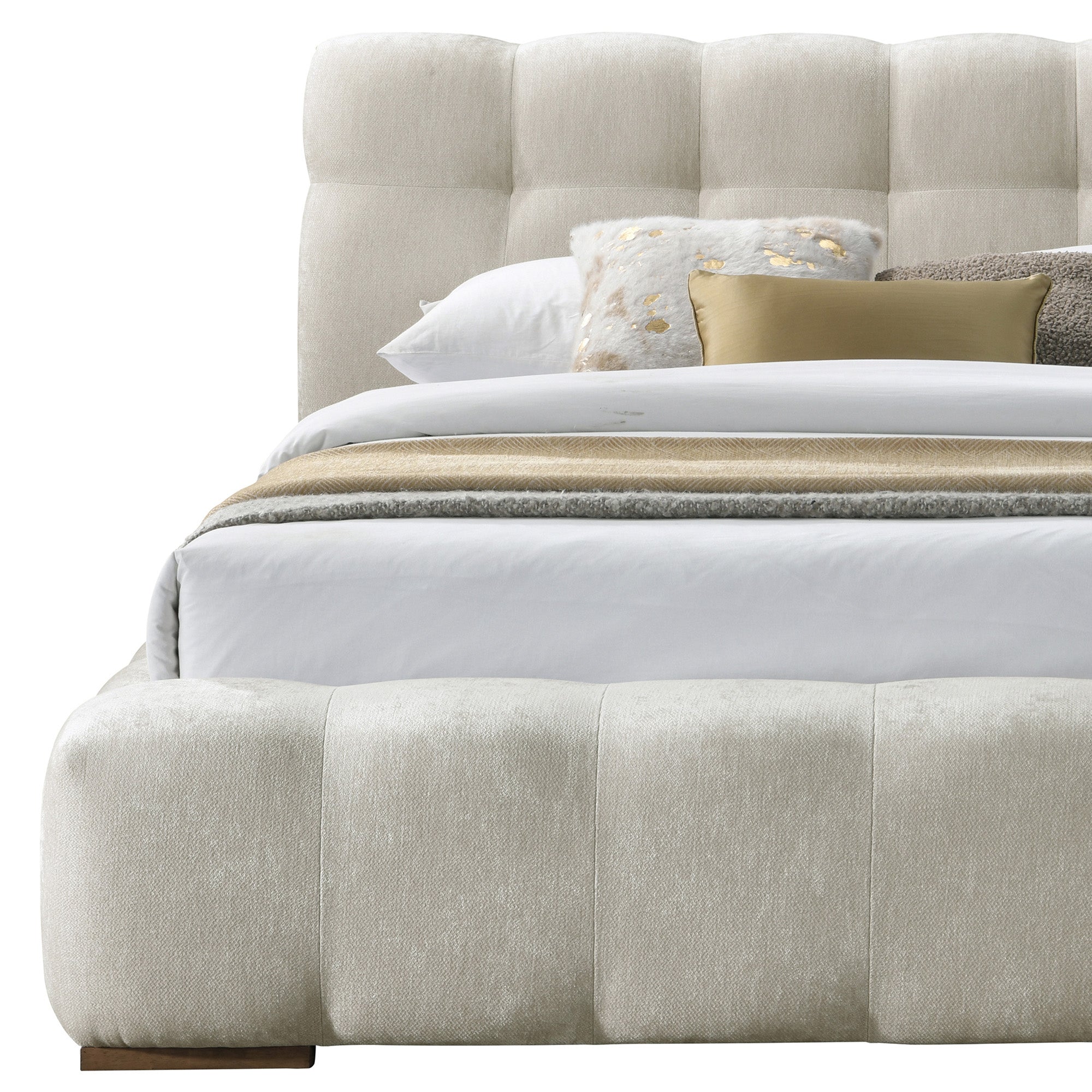 PASHA-78" PLATFORM BED-BEIGE PEARL-Bed frame-DECOROLALA
