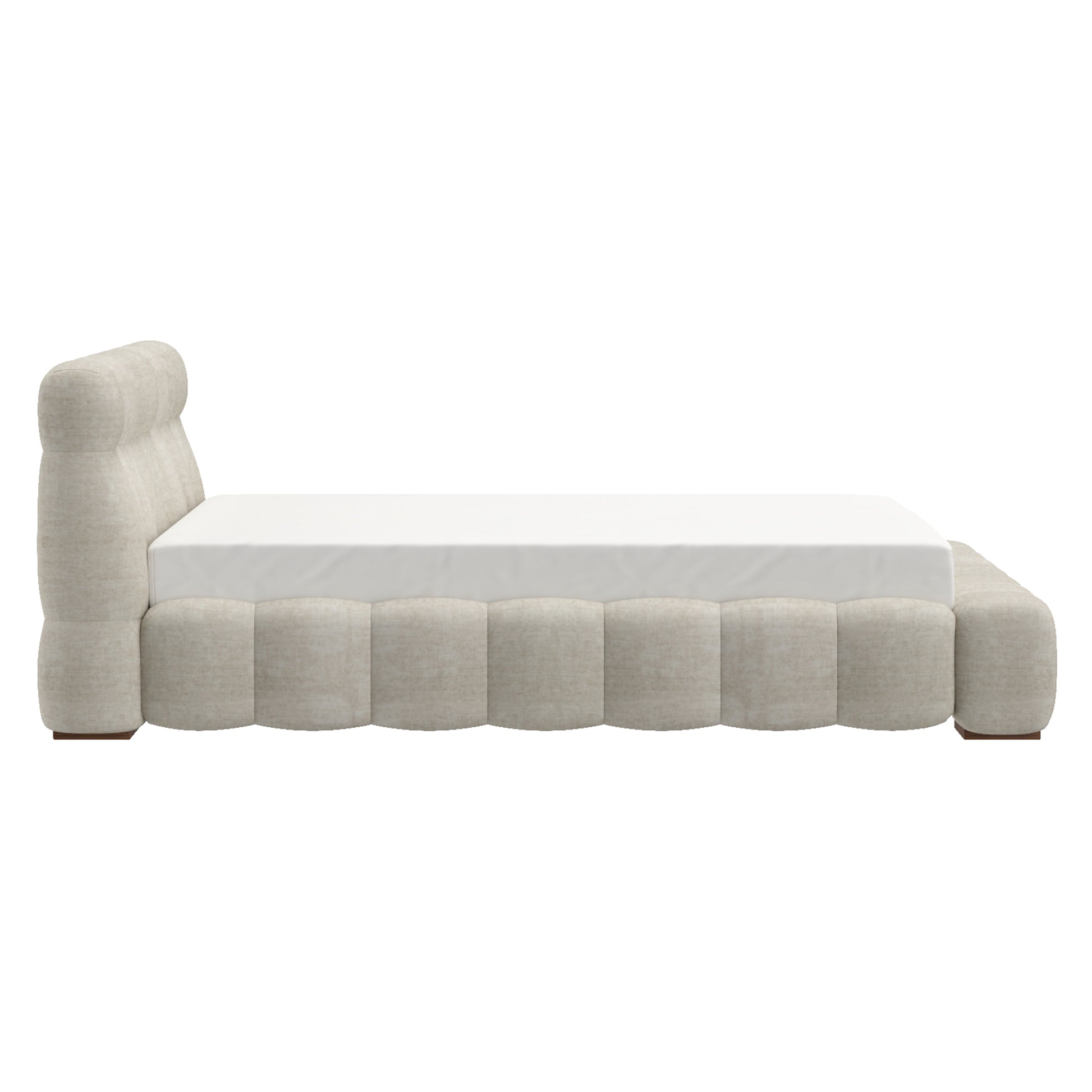 PASHA-78" PLATFORM BED-BEIGE PEARL-Bed frame-DECOROLALA