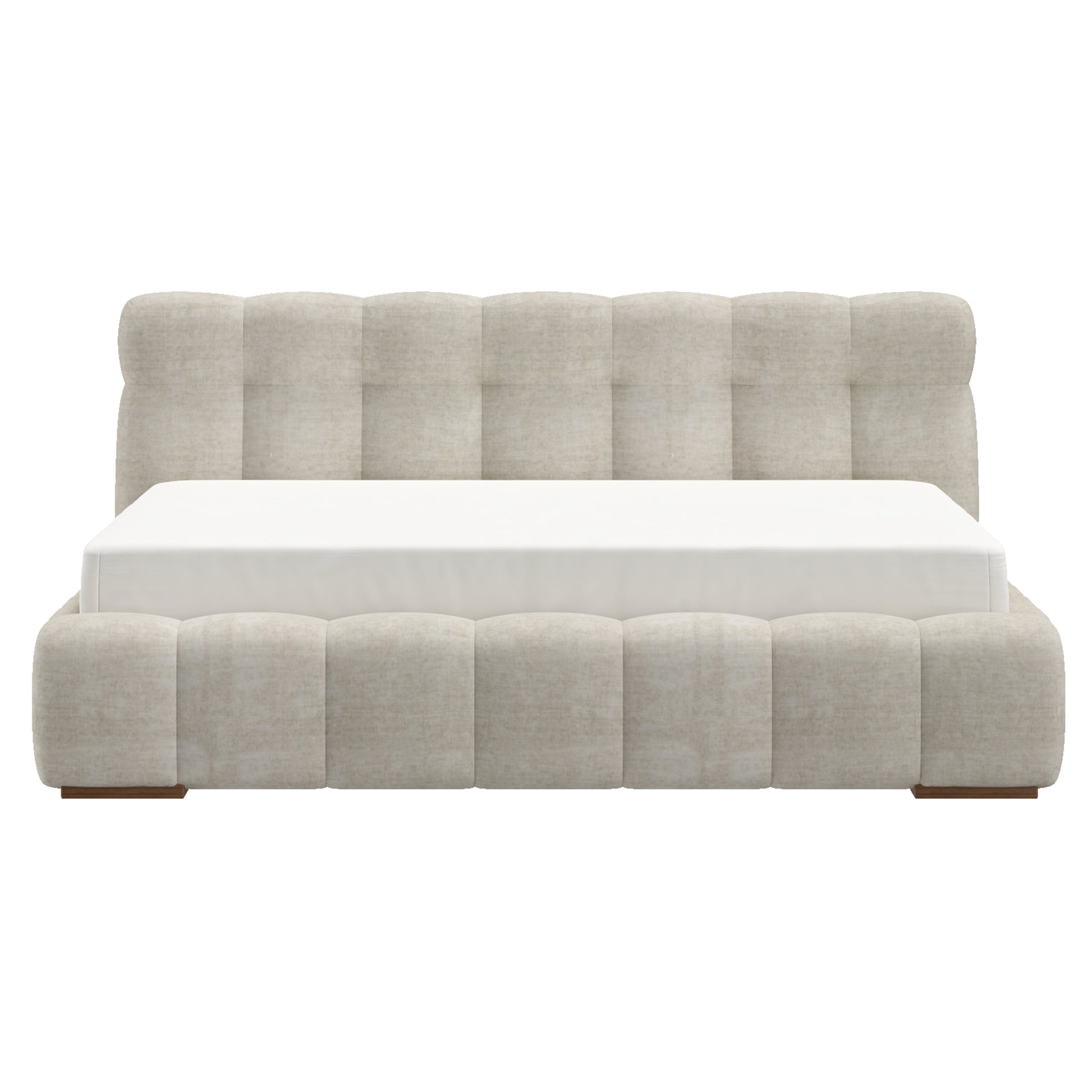 PASHA-78" PLATFORM BED-BEIGE PEARL-Bed frame-DECOROLALA