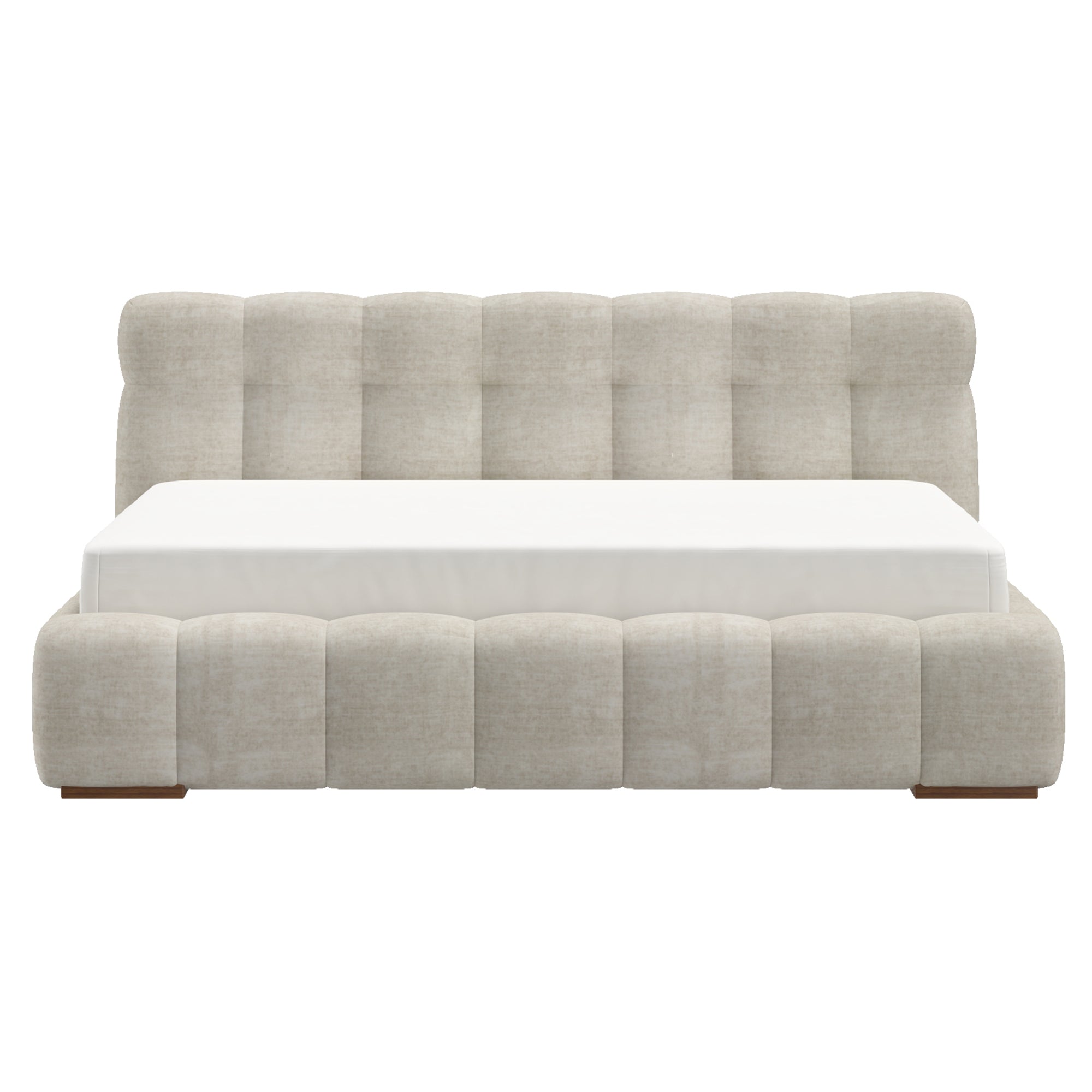 PASHA-78" PLATFORM BED-BEIGE PEARL-Bed frame-DECOROLALA