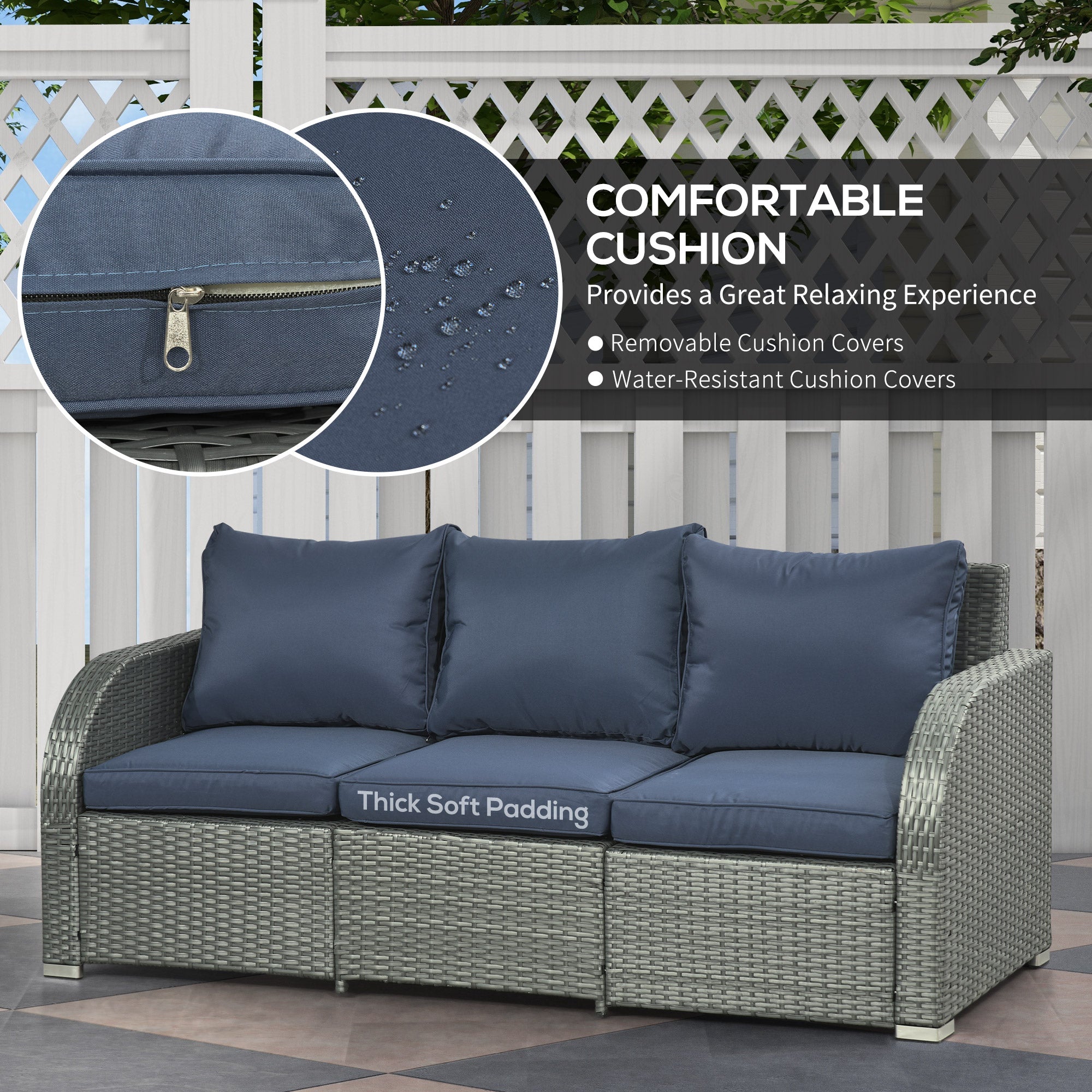 PE Wicker Patio Sectional Set 6-Piece Dark Blue-DECOROLALA