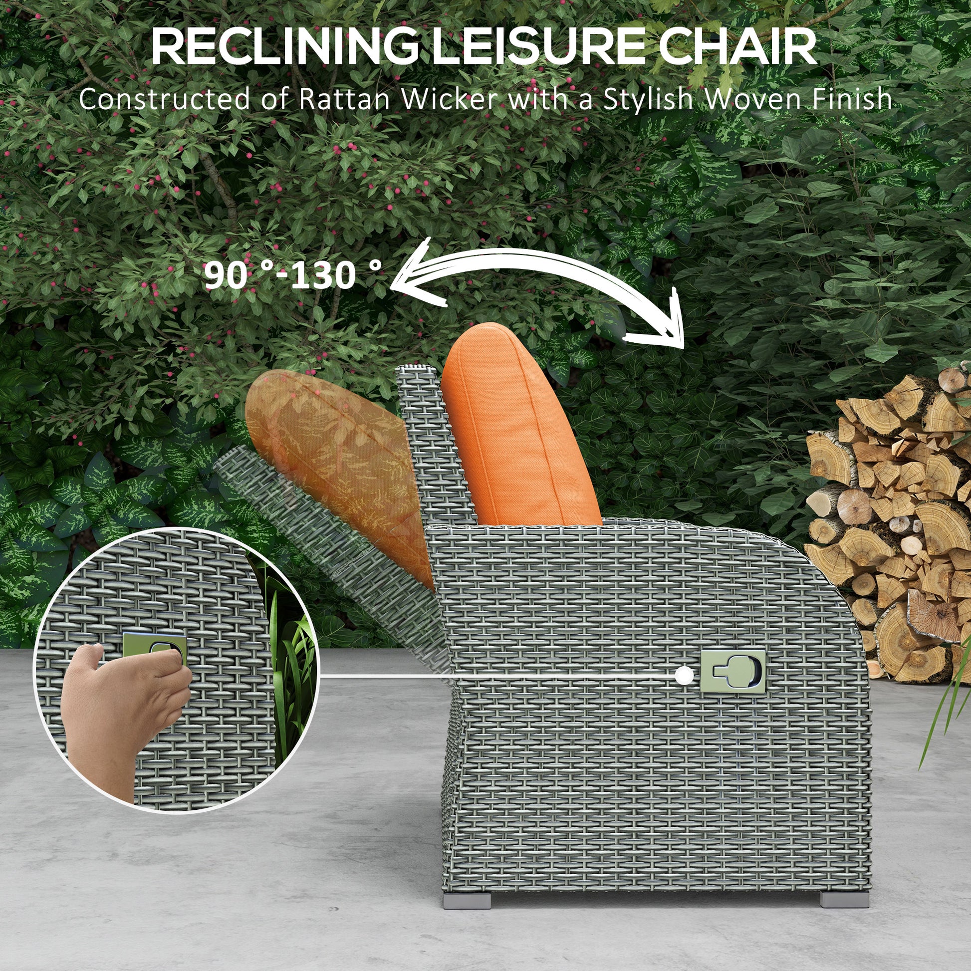 PE Wicker Patio Set 6pc Sectional Sofa Orange-DECOROLALA