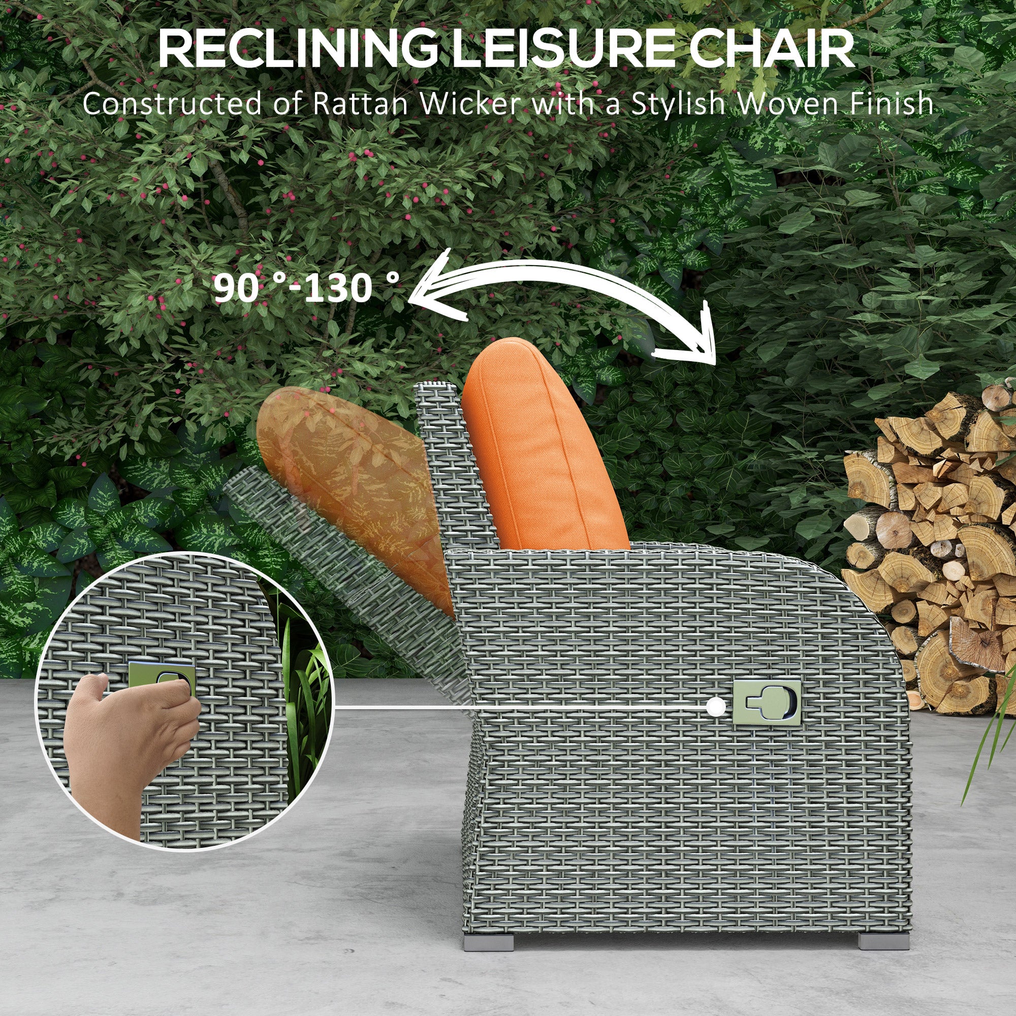 PE Wicker Patio Set 6pc Sectional Sofa Orange-DECOROLALA