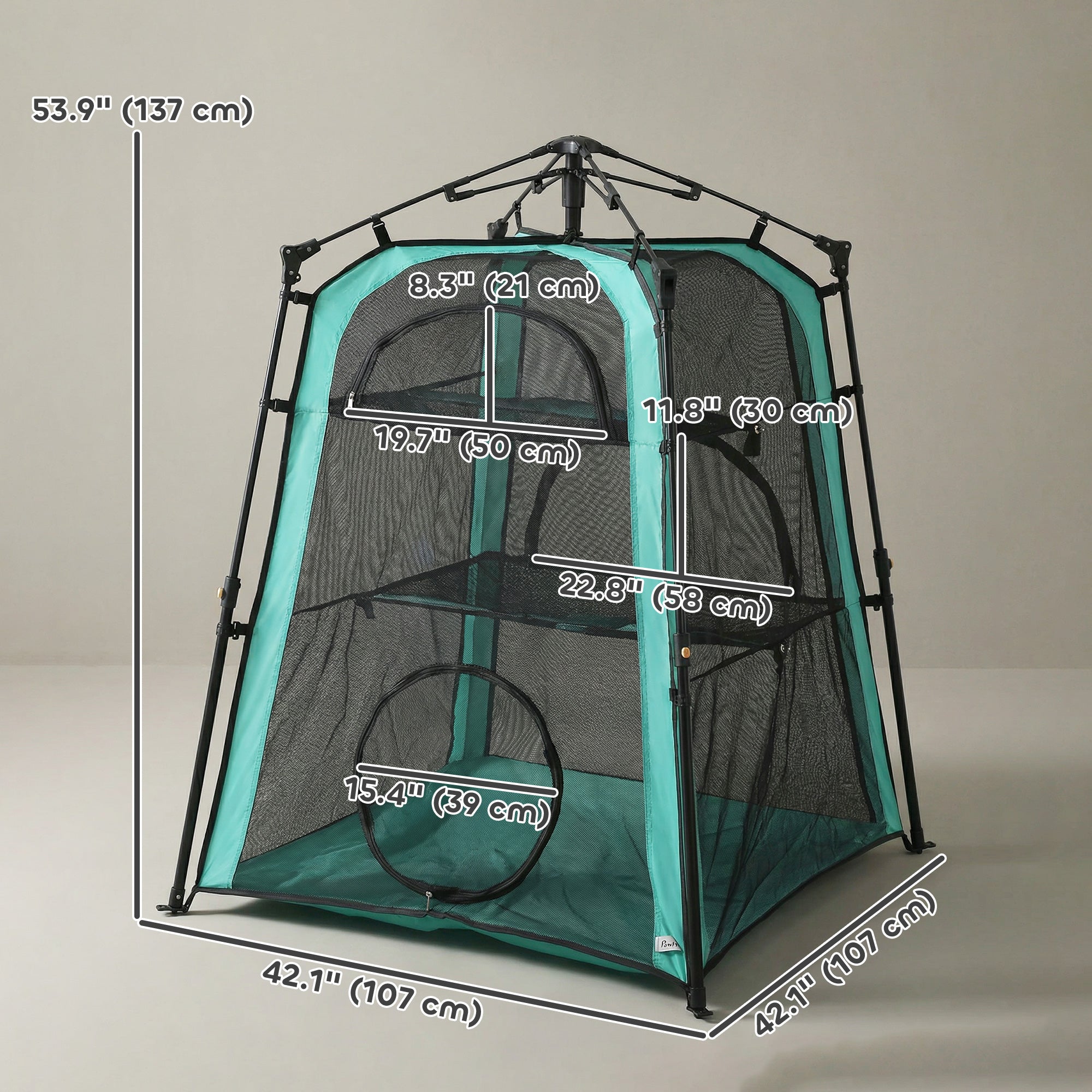 Cat Tent, 3-Tier Portable Pet Tent for Indoor Outdoor, Cat House with Multi-Door, Carry Bag, Breathable Mesh