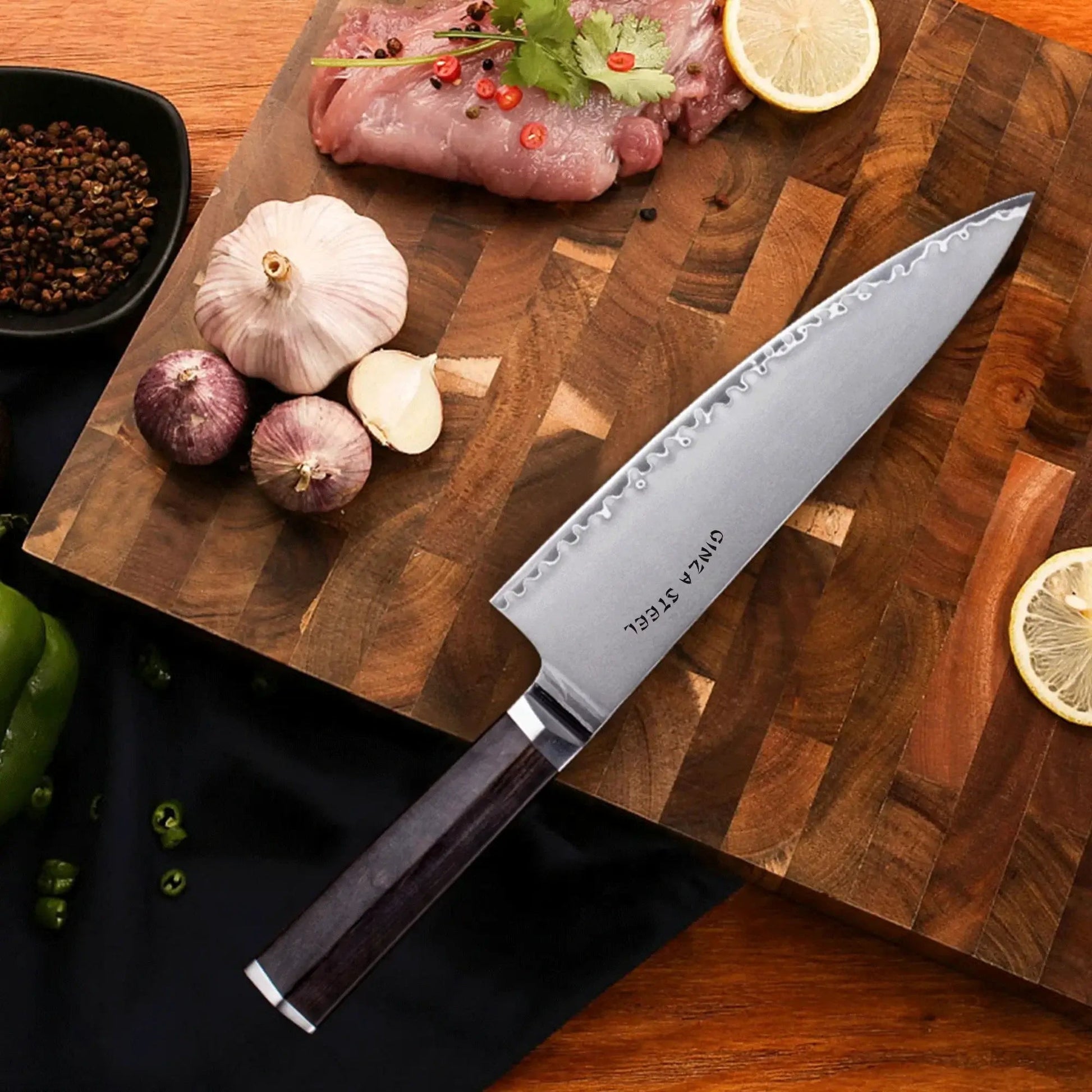PORTIA 20 Chef Knife 8" Damascus VG10 Ebony-Chef Knife-DECOROLALA