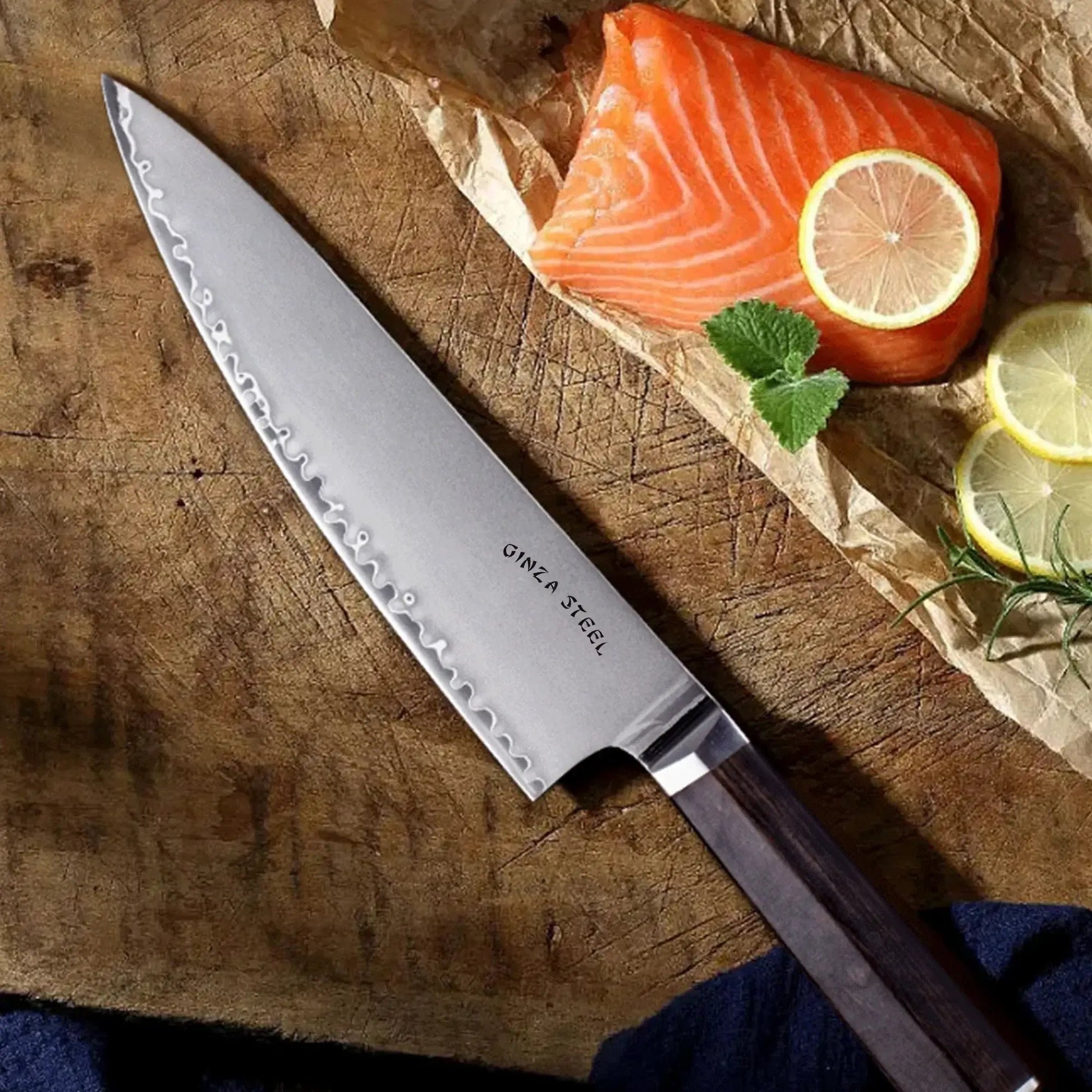 PORTIA 20 Chef Knife 8" Damascus VG10 Ebony-Chef Knife-DECOROLALA