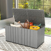 125.5 Gallon Outdoor Storage Deck Box - Lockable Grey HDPE