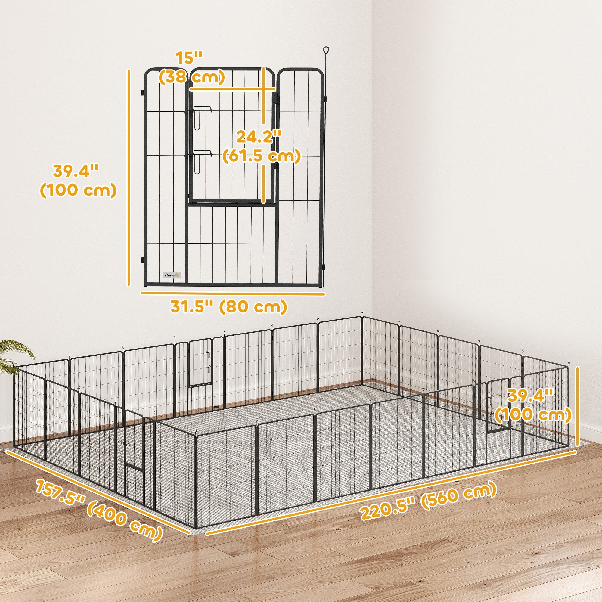 24 Panels 39" Height Heavy Duty Dog Playpen for Small Medium Large Dogs, Grey