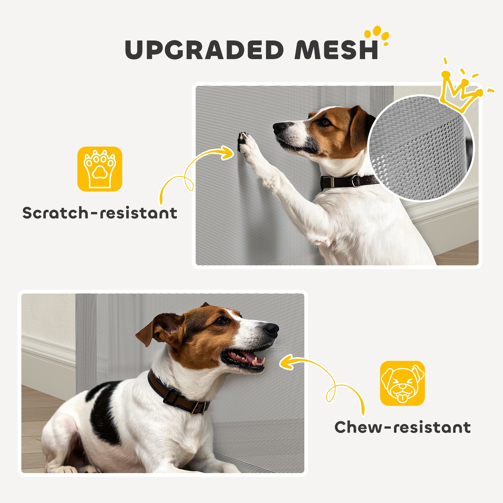 Retractable Dog Gate, 41" Tall,  Extends to 122" Wide, Mesh Pet Gate with Single Hand Operation, for Stairs, Doorways