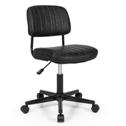 PU Leather Adjustable Office Chair Swivel Task Chair with Backrest-Black-Armless Office Chairs-DECOROLALA