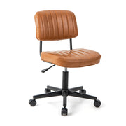 PU Leather Adjustable Office Chair Swivel Task Chair with Backrest-Orange-Armless Office Chairs-DECOROLALA