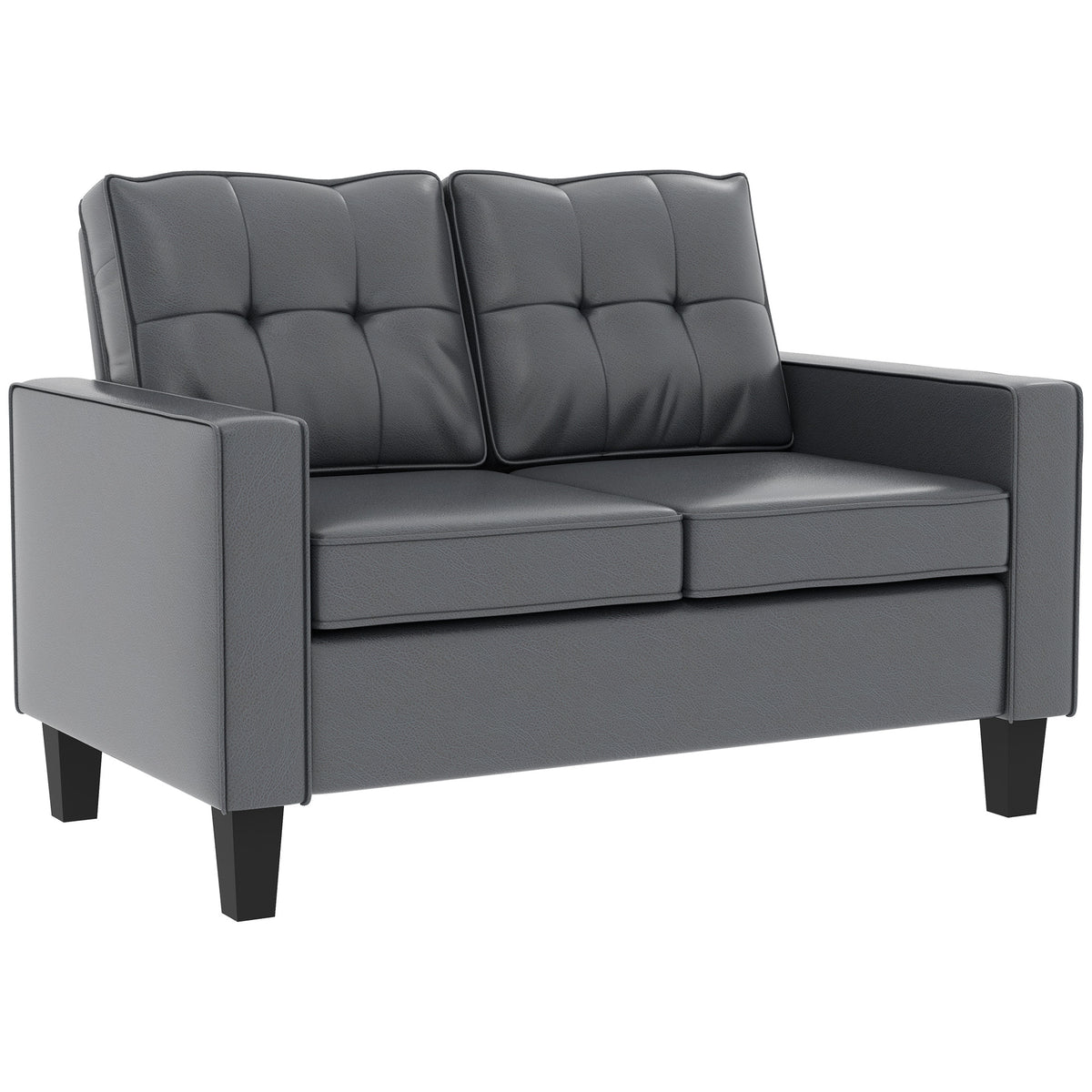 PU Leather Loveseat 51" Grey - Tufted Sofa-DECOROLALA