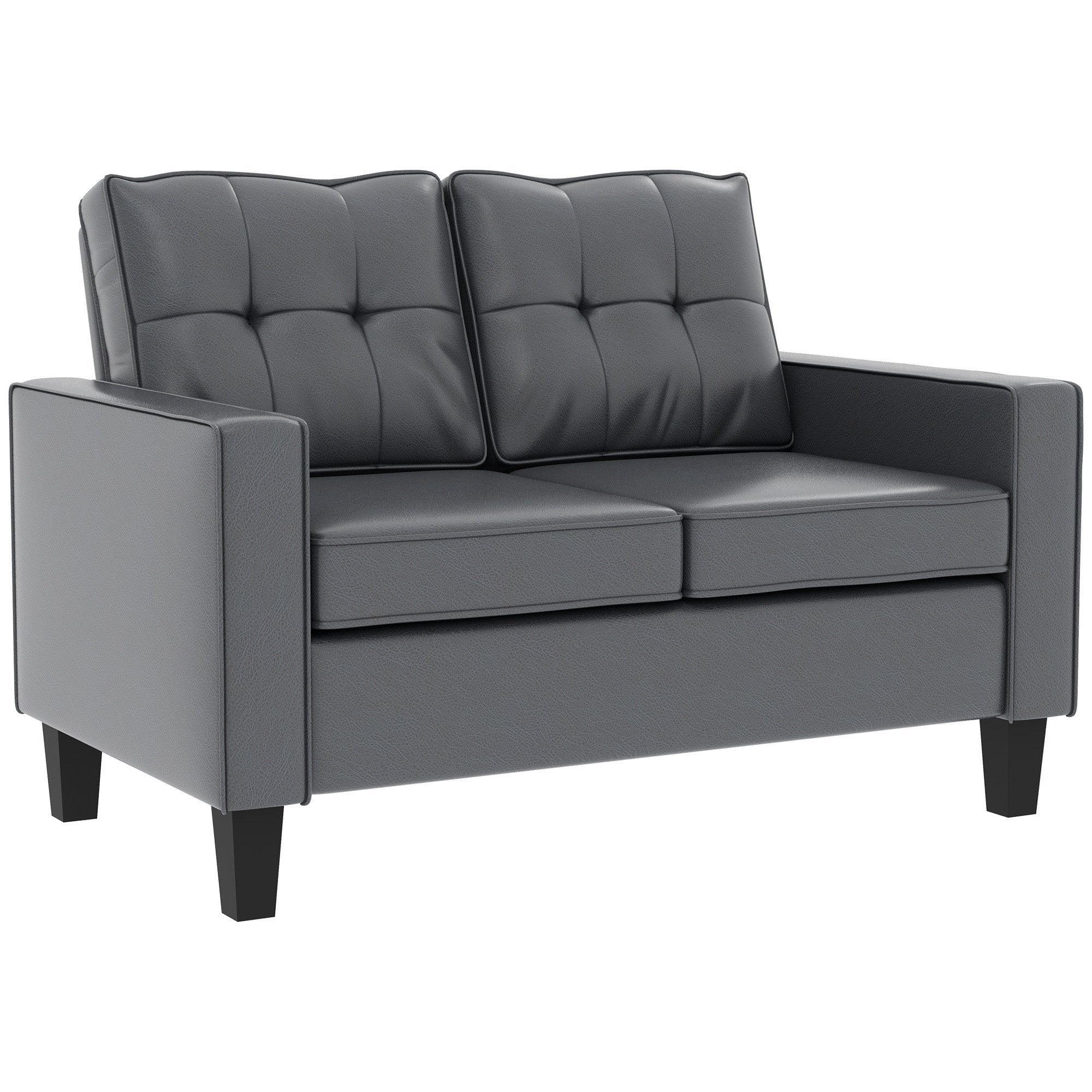 PU Leather Loveseat 51" Grey - Tufted Sofa-DECOROLALA