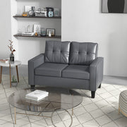 PU Leather Loveseat 51" Grey - Tufted Sofa-DECOROLALA