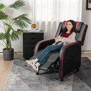 PU Leather Massage Gaming Recliner Chair with Side Pockets-Red-Gaming Chairs-DECOROLALA