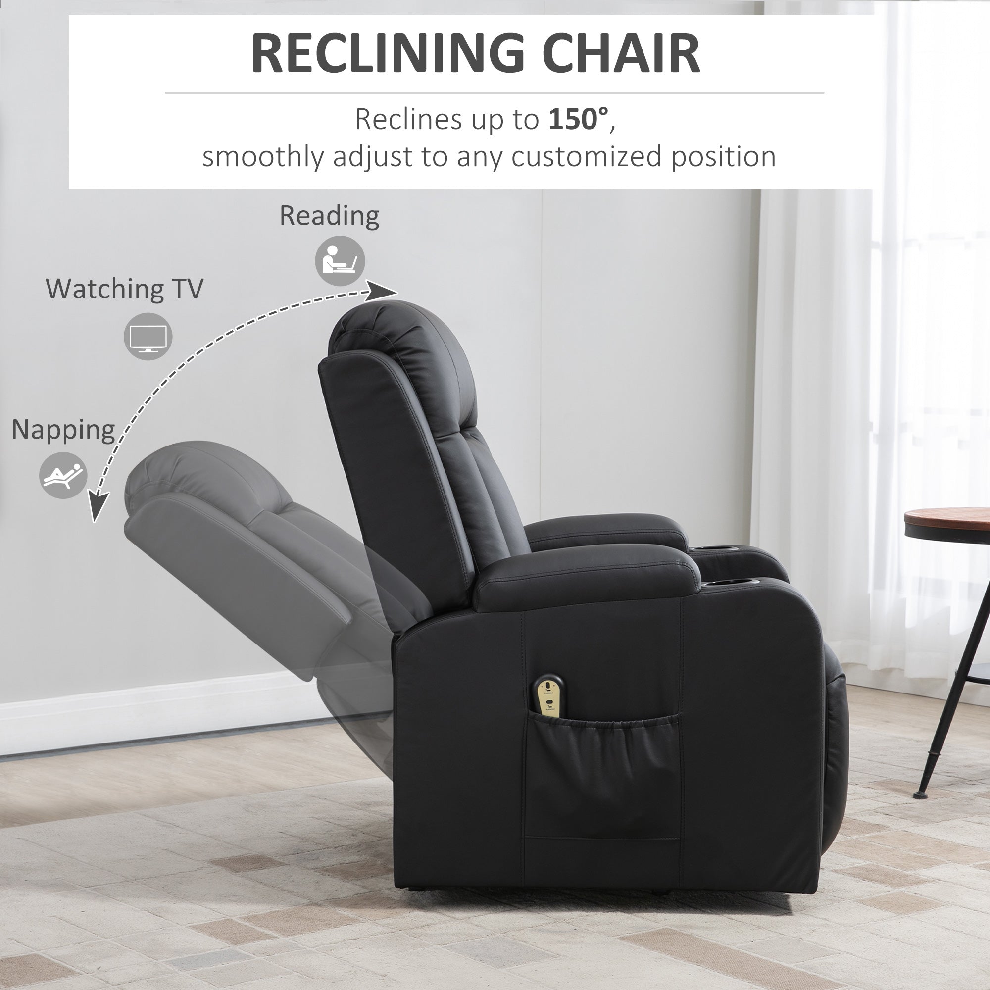 PU Leather Power Lift Recliner Chair for Elderly - Black, Remote, Footrest-DECOROLALA