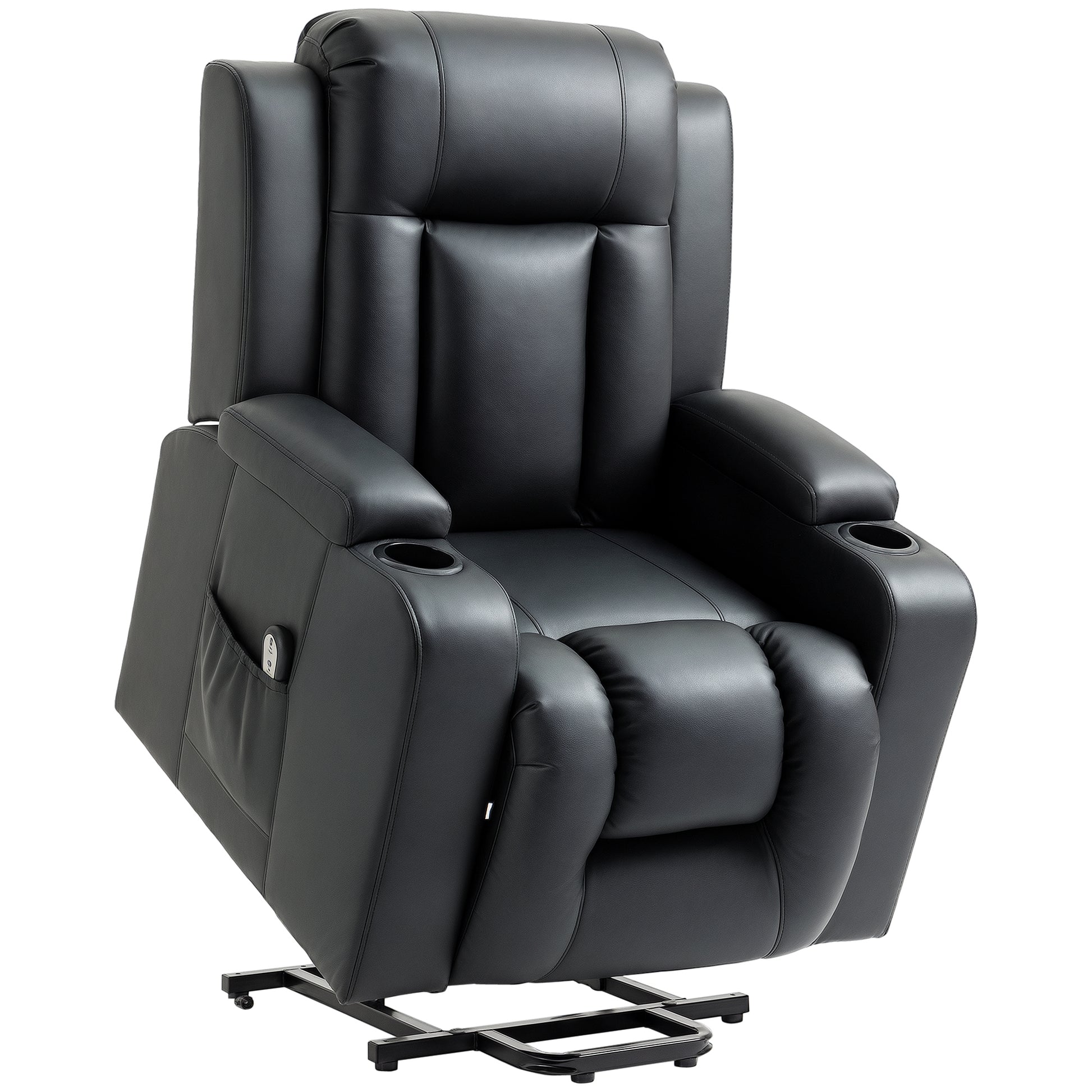 PU Leather Power Lift Recliner Chair for Elderly - Black, Remote, Footrest-DECOROLALA