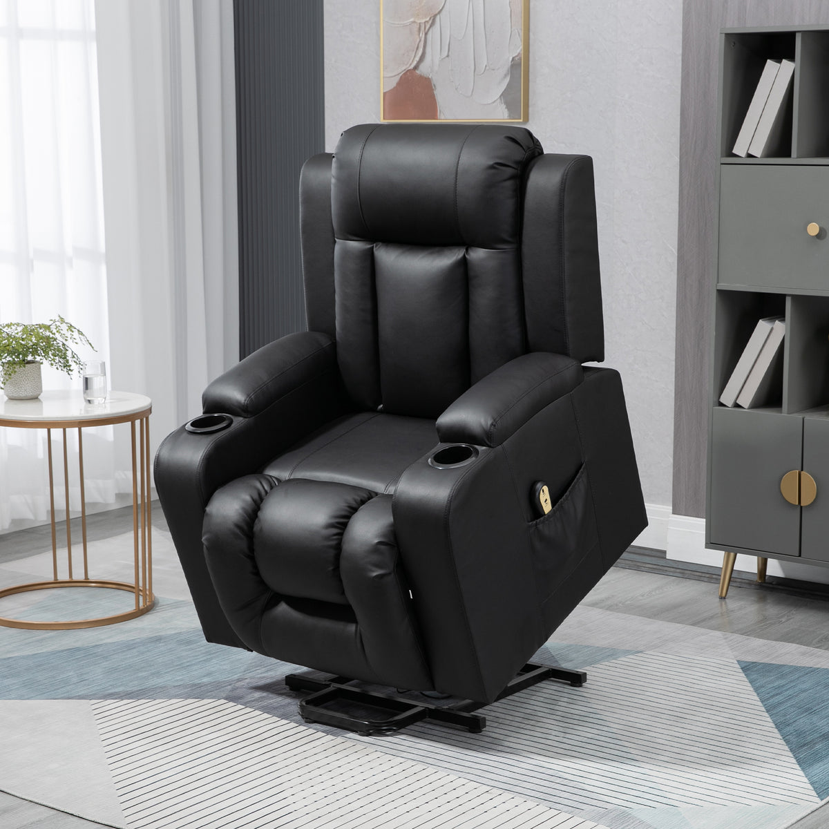 PU Leather Power Lift Recliner Chair for Elderly - Black, Remote, Footrest-DECOROLALA