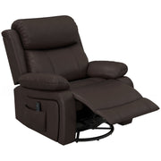 PU Leather Recliner with Massage, 360¡ Swivel, Rocking, Brown-DECOROLALA