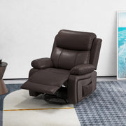 PU Leather Recliner with Massage, 360¡ Swivel, Rocking, Brown-DECOROLALA