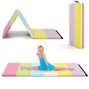 PU Leather Tri-Folding Gymnastics Tumbling Mat with Carrying Handles-Macaron-Yoga & Gym Mats-DECOROLALA