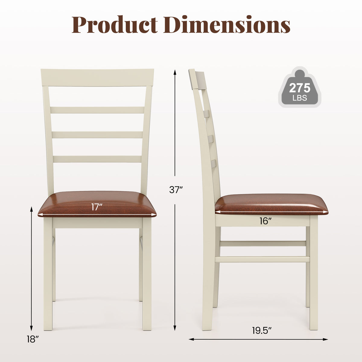 PU Leather Upholstered Armless Wooden Dining Chair Set of 2-White-Dining Chairs-DECOROLALA