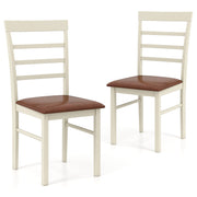 PU Leather Upholstered Armless Wooden Dining Chair Set of 2-White-Dining Chairs-DECOROLALA