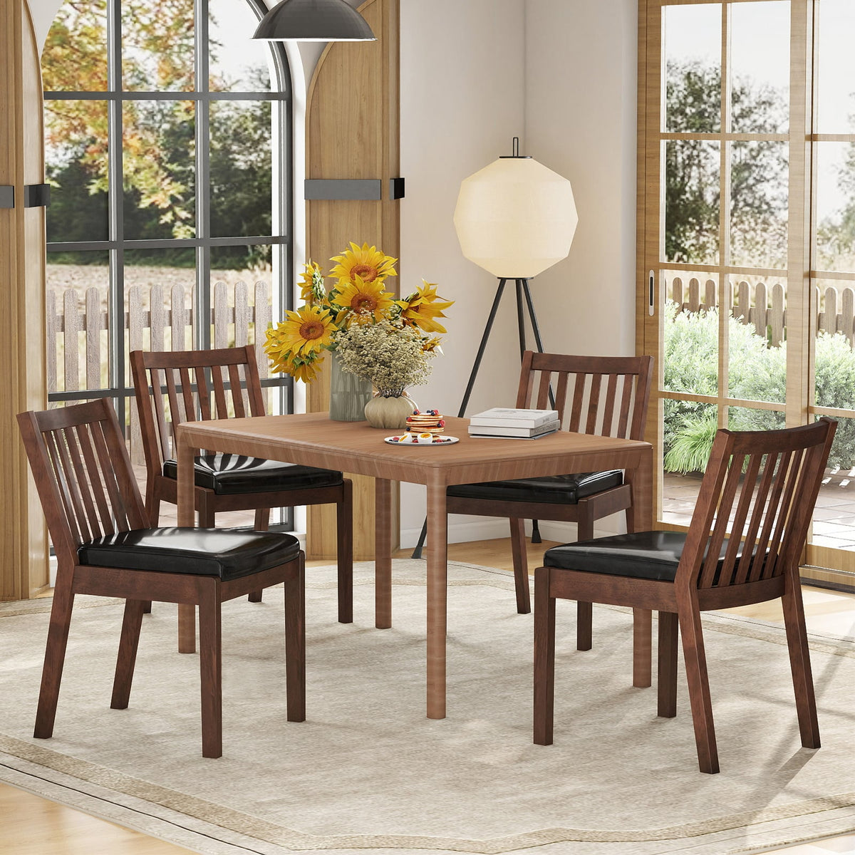 PU Leather Upholstered Dining Chair with Padded Seat Set of 4-Espresso-Dining Chairs-DECOROLALA