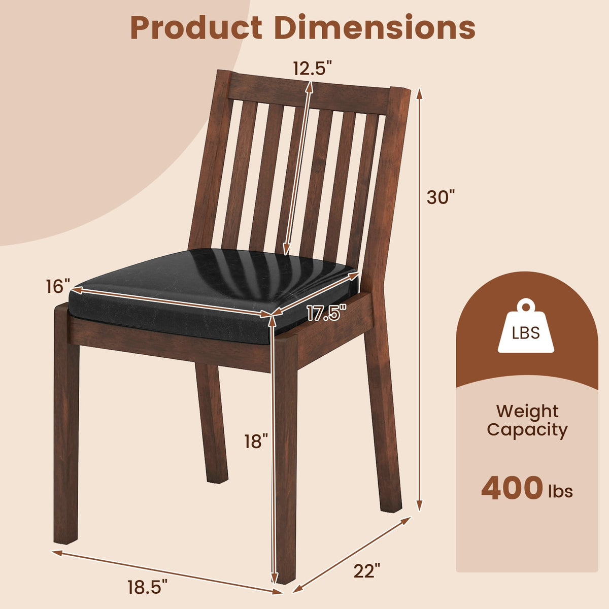 PU Leather Upholstered Dining Chair with Padded Seat Set of 4-Espresso-Dining Chairs-DECOROLALA