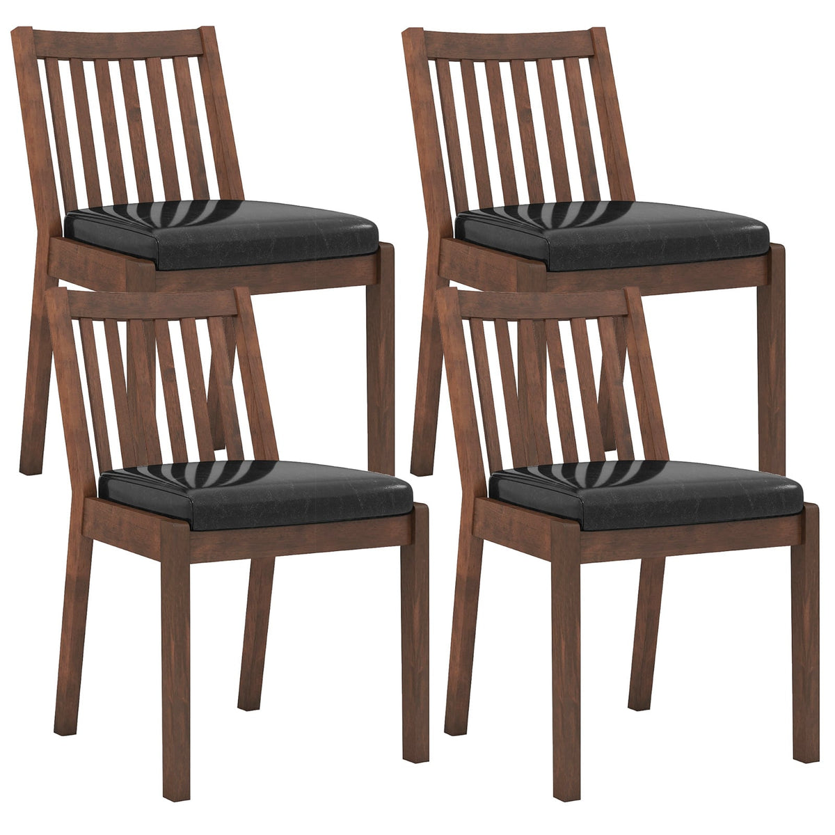 PU Leather Upholstered Dining Chair with Padded Seat Set of 4-Espresso-Dining Chairs-DECOROLALA
