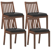 PU Leather Upholstered Dining Chair with Padded Seat Set of 4-Espresso-Dining Chairs-DECOROLALA