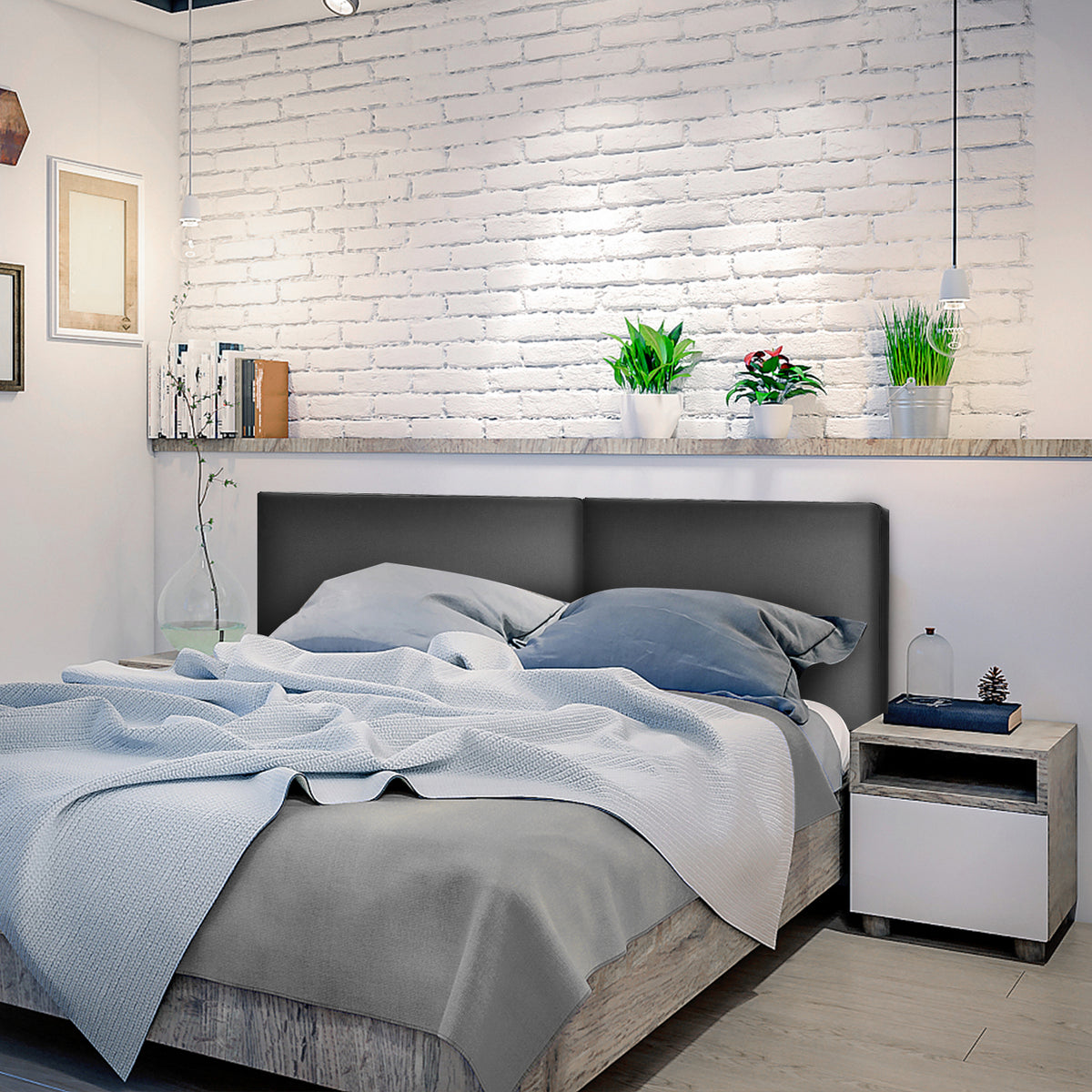 PU Leather Upholstered Wall Mounted Headboard for Bedroom-Headboards-DECOROLALA