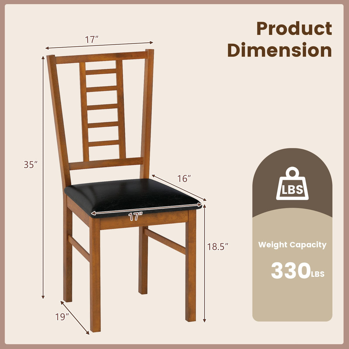 PU Leather Upholstered Wood Dining Chairs Set of 2-Walnut-Dining Chairs-DECOROLALA