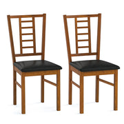 PU Leather Upholstered Wood Dining Chairs Set of 2-Walnut-Dining Chairs-DECOROLALA