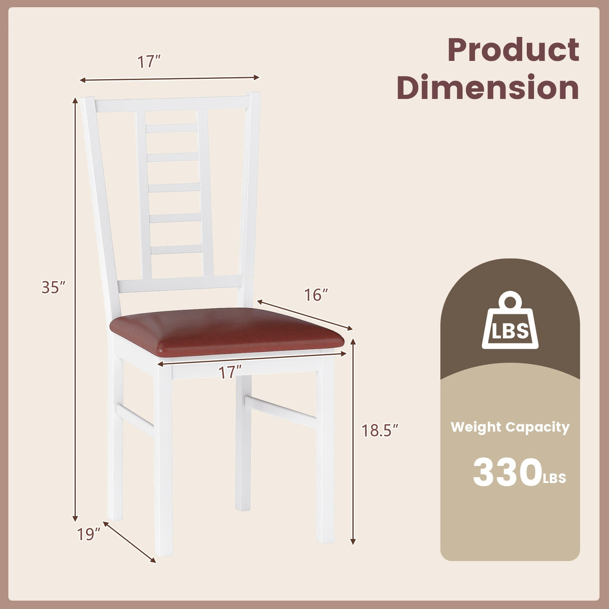 PU Leather Upholstered Wood Dining Chairs Set of 2-White-Dining Chairs-DECOROLALA