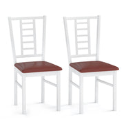 PU Leather Upholstered Wood Dining Chairs Set of 2-White-Dining Chairs-DECOROLALA