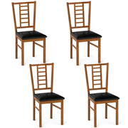 PU Leather Upholstered Wood Dining Chairs Set of 4-Walnut-Dining Chairs-DECOROLALA