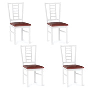 PU Leather Upholstered Wood Dining Chairs Set of 4-White-Dining Chairs-DECOROLALA