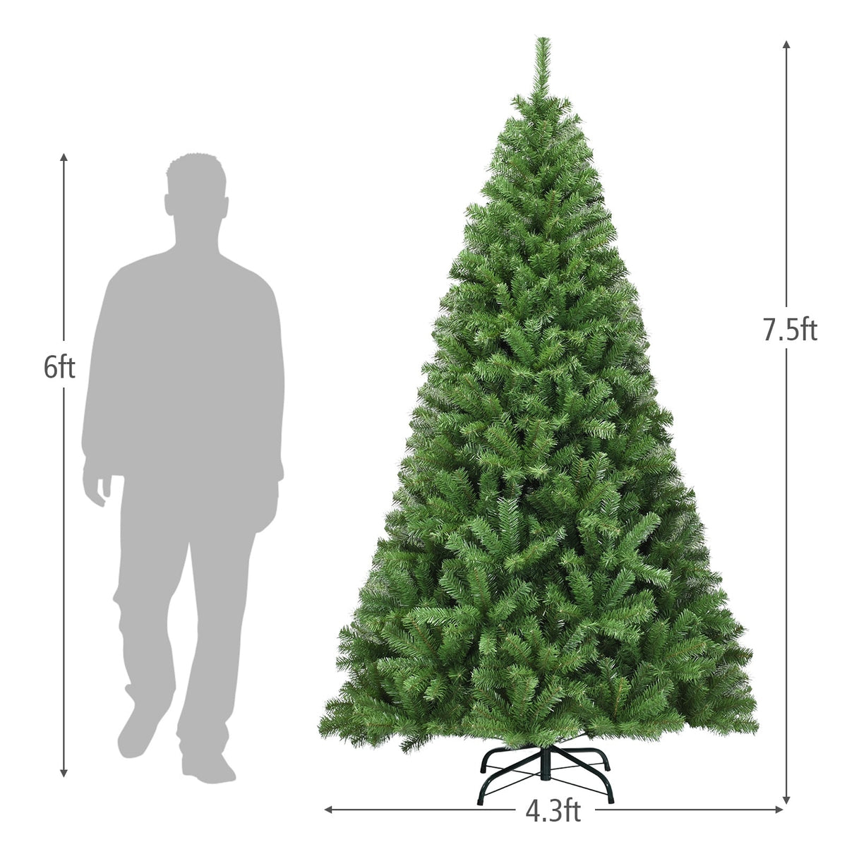 PVC Artificial Christmas Tree Premium Hinged-7.5 ft-Christmas Trees-DECOROLALA
