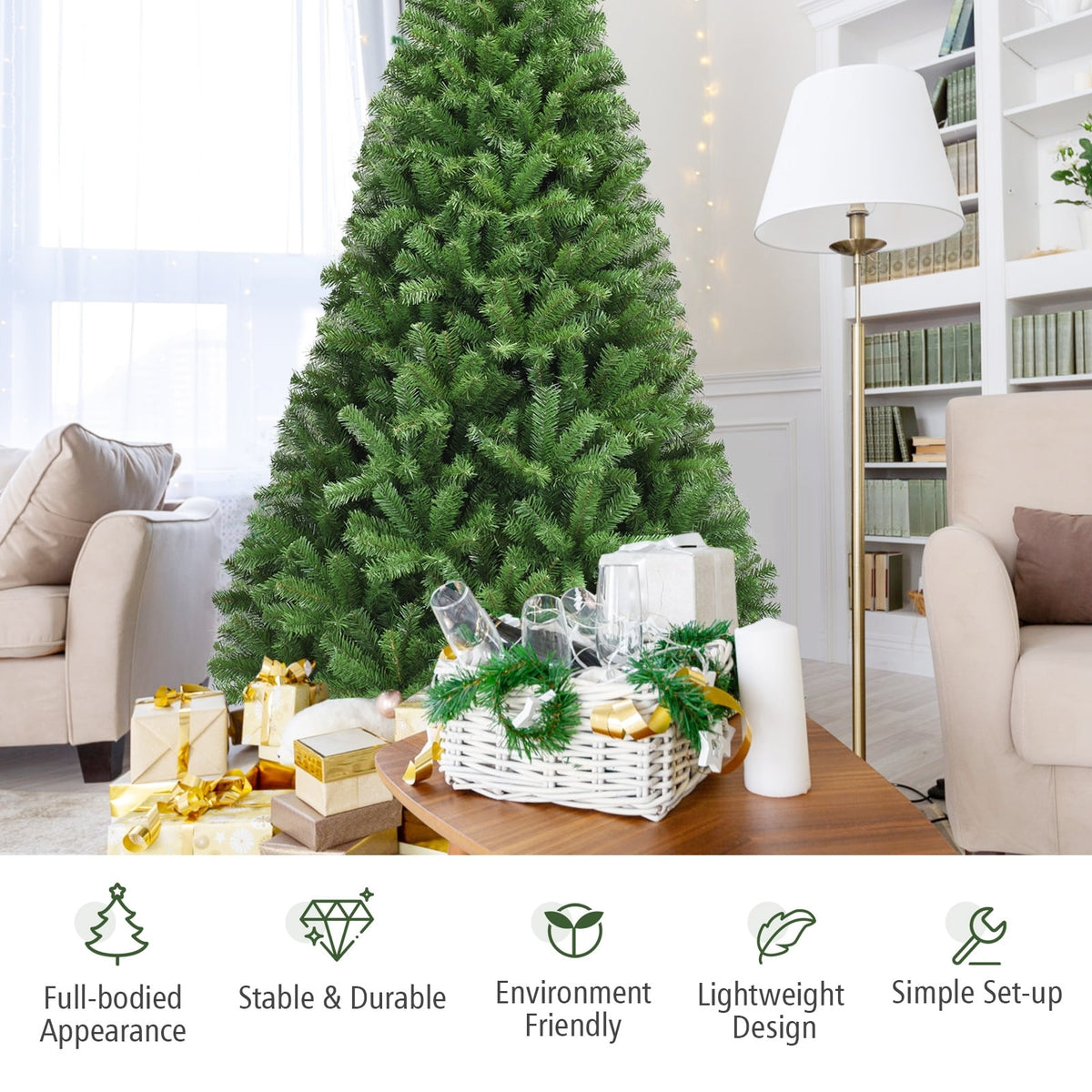 PVC Artificial Christmas Tree Premium Hinged-7.5 ft-Christmas Trees-DECOROLALA
