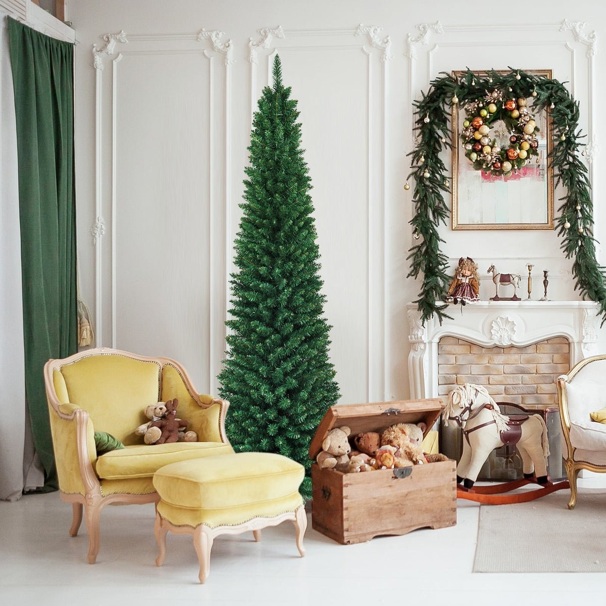 PVC Artificial Slim Pencil Christmas Tree-8 Feet-Christmas Trees-DECOROLALA
