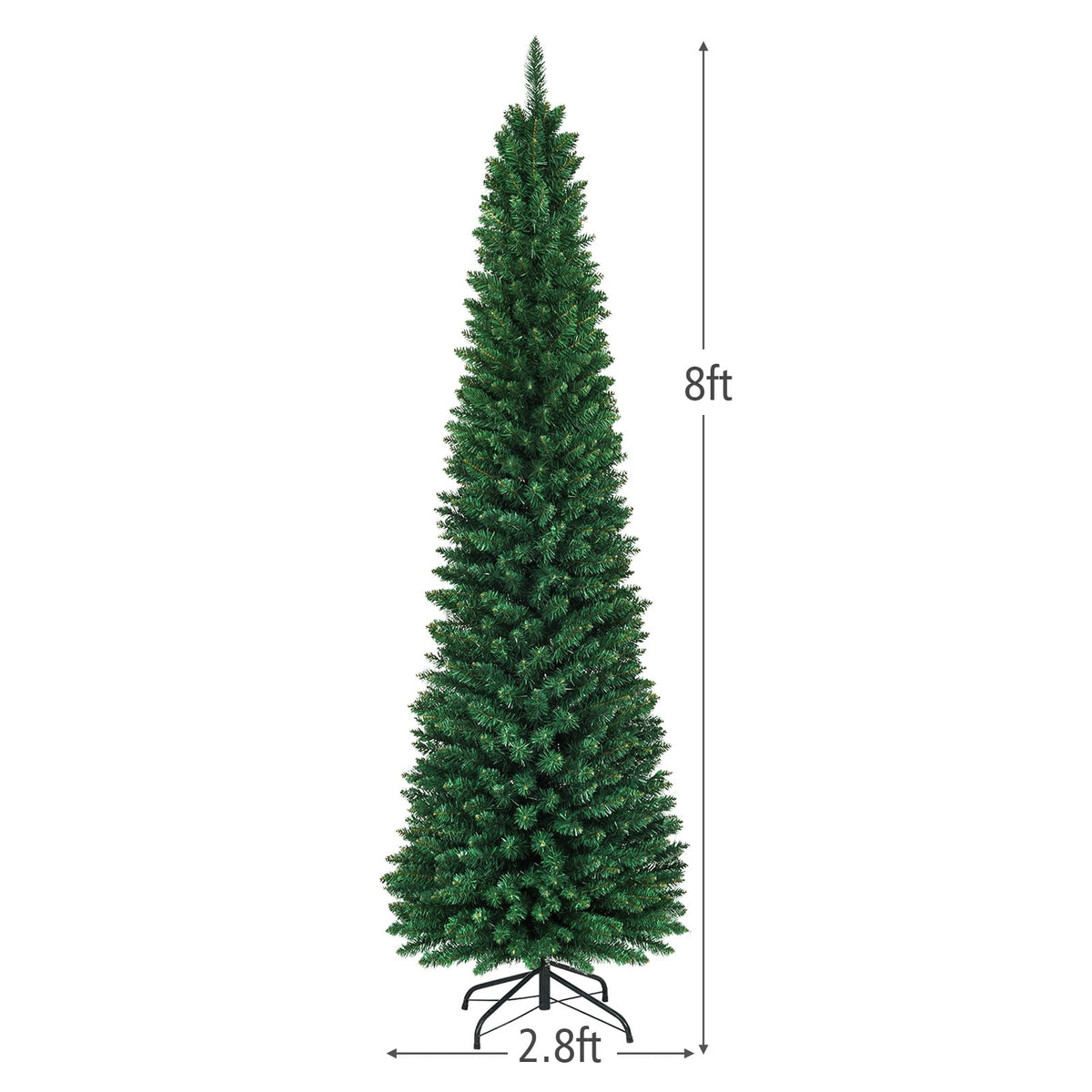 PVC Artificial Slim Pencil Christmas Tree-8 Feet-Christmas Trees-DECOROLALA