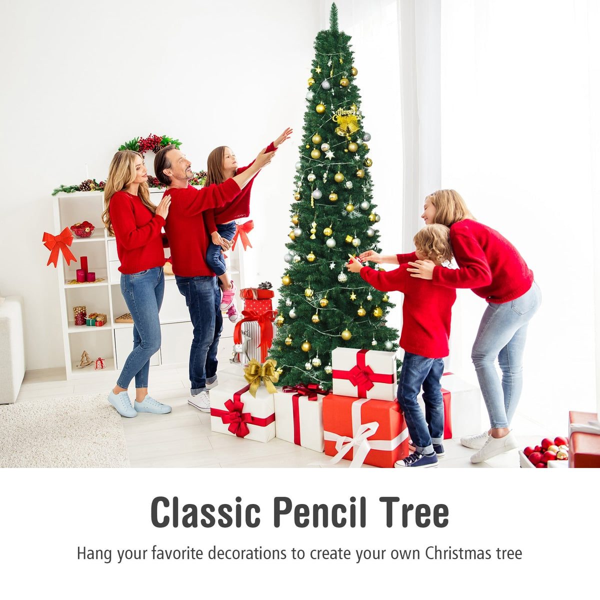 PVC Artificial Slim Pencil Christmas Tree-8 Feet-Christmas Trees-DECOROLALA