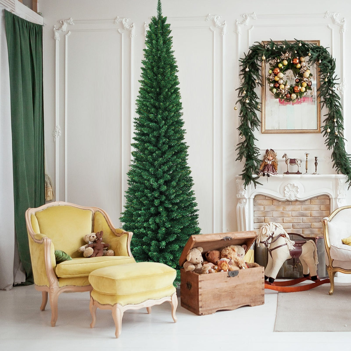 PVC Artificial Slim Pencil Christmas Tree-9'-Christmas Trees-DECOROLALA